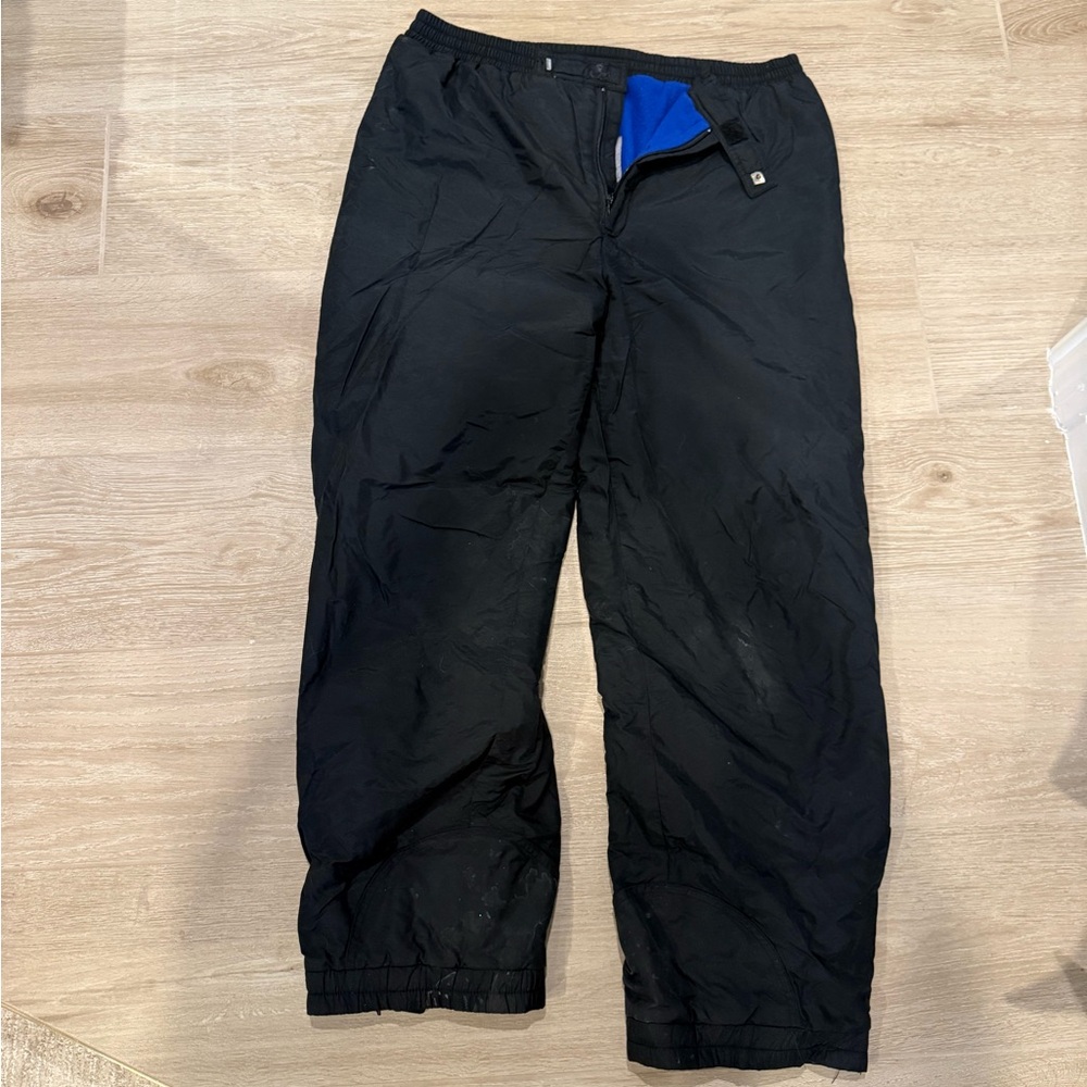 Men's Black SKI Pants with Blue FLEECE Lining. Size L. Like new.